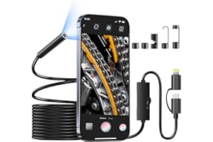 YIKO 1920P HD Endoscopio Cámara de Inspección, IP67 Impermeable Endoscopio Para Movil de Cable Semirrígido con 8 Luces LED para Android e iOS, iPhone, iPad, Samsung (32,8 ft/10 m