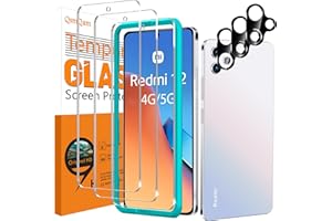 QsmQam 3 Pièces Verre Trempé pour Xiaomi Redmi 12 4G / 5G et 3 Pièces Caméra Arrière Protecteur, Film Protection écran, 9H Dureté, Anti Rayures, Vitre Protection pour Xiaomi Redmi 12