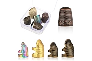 LLOUSSAK Fingerhut, 5 Stück Nähen Fingerhut Nähen Fingerschutz aus Metall verstellbarer handgefertigter Fingerhut zum Nähen,Sticken,Basteln,Handnähen (3 Größen)