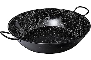 VAELLO LA VALENCIANA VAELLO - Plat à Paella Haut en Métal Émaillé - Plat de Cuisson Résistant, Accessoire Cuisine Extérieure Facile à Nettoyer - Poêle à Paella à 2 Poignées, Ø 50 cm