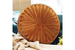 Boyigog Outdoor Kissen, Runde Kürbis Kissen, 38 CM Samt Plissen Werfen Innenräume Deko Kissen, Balance Yoga Kissen, Geeignet Für Sofa Betten Nackenkissen, Auto Sleep Pillow, Kopfkissen - Earthy Yellow