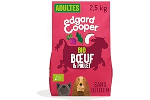 EDGARD & COOPER Edgard Cooper Croquettes Bio Chien Sans Céréales, (Boeuf Bio 2.5kg), Viande fraîche et protéiné, Nourriture Naturelle pour Chien Adulte, Hypoallergénique, Sans sucres ajoutés