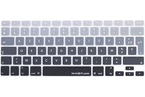 MiNGFi Français AZERTY Silicone Clavier Coque de Protection/Couverture pour MacBook Pro/Air (2008-2015) Modèle A1278 A1286 A1369 A1398 A1425 A1466 A1502 EU/ISO Clavier - Dégradé Gris