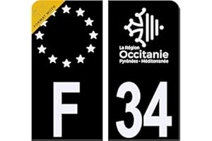 HADEXIA Autocollant Sticker Plaque d'immatriculation Moto Département 34 Hérault Noir Plaque Plexiglas