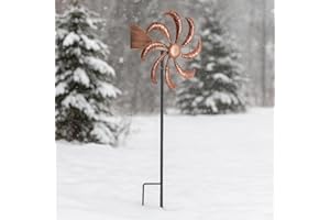 Fiada Molino de Viento para Jardín con Veleta Metálico de Pie con Mangas de Viento, Repelente de Aves para Balcones Decoración de Jardín Exterior, Resistente a la Intemperie (Bronce)