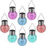 8 Stück Hängende Solar-Lichter,Solarbetriebene Kugelförmige Leuchten für Außenbereich, Garten, LED-Leuchten zum Aufhängen, Wa