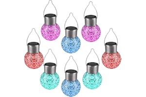 KAISHENGYUAN 8 Pack Hanging Solar Lights Outdoor, Decorative Ball Lights Waterproof Solar Lanterns with Handle for Garden, Walkway, Tree, or Holiday Decoration (Multicolor)