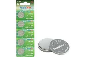 PoundMax Litowe CR2032 Baterie Guzikowe, 3V | 1x Blistrów po 5 szt