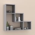 URBNLIVING Lyon 3 Step Wooden Floating Wall Mounting Shelf Display Unit Book Storage Deco (Grey)