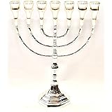 Gerusalemme Menorah placcato argento da Terra Santa H/26 x W/21