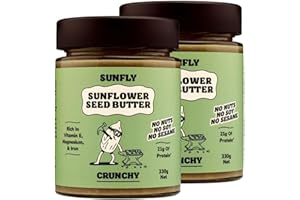 SUNFLY Crunchy Sunflower Seed Butter. Nut Free Peanut Butter Alternative. High in Protein, No Soy, No Palm Oil, Rich in Vitamins and Minerals (Pack 2 x 330G)