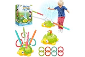 JOY SPOT! Turtle Water-Powered Sports Toy for Kids – Outdoor Summer Play with Rotating Water Spray, Ring Toss & Jump Games, No Battery Needed, Mechanical Fitness Fun for Ages 3-8