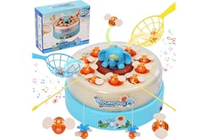 MAYCOLY Juego De Mesa Elefantes,Juegos De Mesa Musicales Giratorios,con Caña De Pescar Y Bolsa De Red,Juego De Pesca Magnético,Juegos Familiares Bounce & Catch,Juguetes para Niños A Partir De 3 Años