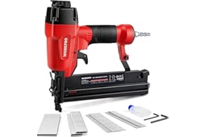 WORKPRO Air Brad Nailer Gun 50mm, 2-in-1 Nail Gun/Upholstery Stapler, Accepts 18G Nails 15-50mm & Type 90 Staples 16-40mm, Lightweight Aluminum Body, Come with 400pcs Nails and 300pcs Staples