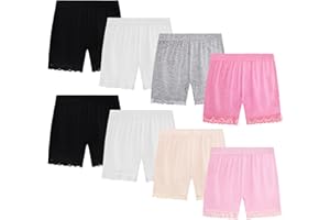 GENTABY Girls Safety Dress Shorts Dance - Underskirts Cycling Bike Shorts Black White Pink Gym Sports Breathable Lace Pants 8 Pack 1-10 Years