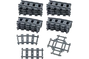 aupawdy 57 Stück City Schienen Set, City Bausteine Schienen, Eisenbahn Erweiterungs Sets City Schienen Zug für Bausteine Geschenke, Erweiterungsset für Kinder, Jungen und Mädchen