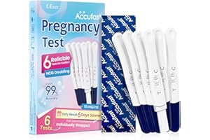 Accufast Test di Gravidanza 10 mIU/ml, 6 Unità di Test di Gravidanza Confezionate Singolarmente, Test HCG, Test Gravidanza ad Alta Sensibilità, Pregnancy Test, Risultati con 7 giorni di anticipo