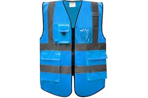 MHsons Hi Vis Reflective Safety Vest Waistcoat Executive Zip High Visibility Viz Conforms to EN20471 Class 2 Yellow Orange Blue