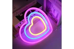 ENUOLI Heart Neon Sign,Love LED Light Signs Rainbow Light Sign USB/Battery Operated Heart LED Light for Girl's Room Dorm Wedding Anniversary Day Birthday Party Decor