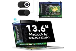 PROTESCREEN Filtre de Confidentialité pour MacBook Air 13.6 Pouces (2022-2025,M2,M3,M4),Amovible Protection Ecran Filtre Anti Espion Lumière Bleu Reflet,Laptop Privacy Screen pour Mac Air 13 (A3240,A3113,A2681)