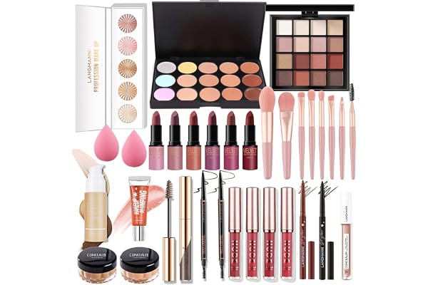 Coffret Maquillage, MKNZOME Kit Maquillage Femme Professionnel Mallette de Maquillage Palettes de Maquillage Fard à paupières Brillant à lèvres Ensemble de cadeau d'anniversaire Noël