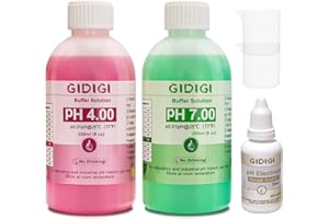 GIDIGI pH Meter Calibration Solution Kit, pH buffer liquids, Include pH 4.00, 7.00 and pH Electrode Protection Solution, pH calibration liquids 250ml*2, pH Probe Storage Solution 30ml*1