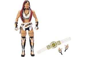 Mattel WWE Elite figurka akcji i akcesoria, wielkość ok. 15 cm, figurka kolekcjonerska Iyo Sky z 25 punktami ruchu, realistyczny wygląd i wymienne dłonie HTX23