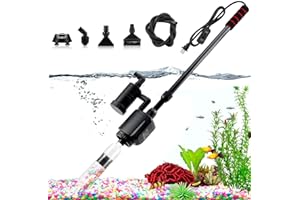 AQQA Mulmsauger Aquarium Elektrisch, 6 in 1 Automatische Aquarium Reinigungsset, 20W Aquarium Sauger Bodengrund Reinigen für Wasserwechsel, Sandwaschung und Wasserumwälzung (320GPH, 20W)