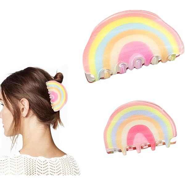 Rainbow Haarspangen – 4 Stück, Acryl, Rutschfest – Für Dicke & Dünne Haare