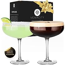 Blaue Martini Coupe Gläser 4er Set - 200ml Cocktailgläser Ozeanblau Barzubehör