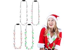 Hifot 4 Piezas Collar Navidad Luces Led Collar de Santa árbol de Navidad Bombilla Pequeña Collar de Colgante Led para Fiesta de Niños Adulto Decoración de Navidad