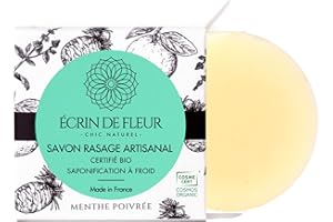 Écrin de Fleur - Organic Handmade Men’s Shaving Soap Bar, Natural Mint Scent, Chemical Free, Palm Oil free, 1x55g