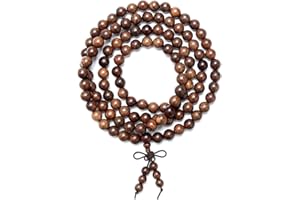 Miunpri Mala Beads 108 8mm, Buddhist Prayer Beads Bracelet Natural Wood Tibetan Worry Bead Necklace For Men Women Wrap Bracelet Hand Knotted Buddha Yoga Meditation Accessories Jewellery Gift