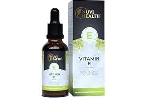 ‎NUVI HEALTH Vitamin E - 100 I.E - 500 Tropfen = 50 ML - Premium: Natürliches bioaktives D-alpha-Tocopherol aus Sonnenblumenkernen - Hochdosiert - Vegan - Laborgeprüft
