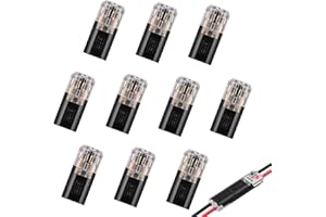 Huybaa 10Pcs Connettori Elettrici Rapidi, 2 Pin Morsetti Elettrici, Connettore Elettrico, Connettori Morsetti per Cavi Elettrici Terminali Del Connettore Automatico, Senza Spelatura