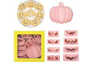 CHIHOLEN 10 moldes de galletas de Halloween, cortadores de galletas en 3D, calabaza de plástico, para accesorios de fiesta de Halloween, decoración (C)