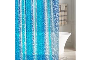 ‎LEMON CLOUD LEMON CLOUD Duschvorhänge PEVA Wasserdichter Badvorhang Liner 3D-Effekt Blauer Kieselstein Schwerer Duschvorhang mit 3 Magneten, schimmelresistente Badevorhänge mit 12 Haken, 183x200cm