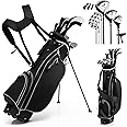 GYMAX Golf Club Set, Complete Right Handed Golf Clubs Set with 460cc Alloy Driver, 3# Fairway Wood, 4# Hybrid, 6#, 7#, 8#, 9# & P# Irons, Free Putter and Stand Bag, Adult Golf Package Sets