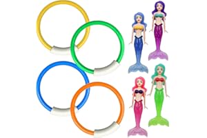 POPAPIE 8 Stück Tauchspielzeug für Kinder Meerjungfrau Tauchspielzeug Pool Spielzeug Tauchringe für Kinder Unterwasser Tauchring Set für Tauchtraining Schwimmspielzeug