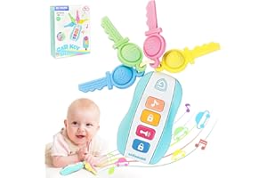 MOMUSE Giochi Dentizione Neonato con Chiavi dell'auto, Massaggia Gengive Neonati Anello per la Dentizione del Bambini Senza BPA, Giocattoli Musicali per Neonati di età Superiore