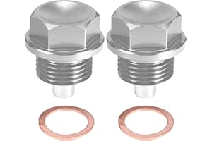 A ABSOPRO 2 Sätze Ölablaßschraube M18x1,5 Magnetische Ölablassschraube Motorölwannen mit Dichtringe Silber