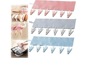 Travel Foldable Clothes Hangers with 6 Clips, Portable Laundry Hanging Clip, Compact Drying Rack Multipurpose Organizer Hange