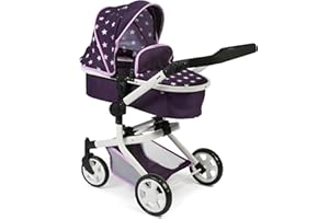 Bayer Chic 2000 - Passeggino per bambole Mika, passeggino combinato 2 in 1 per bambini dai 4 agli 8 anni, stelle lilla