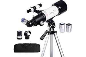 HETEKAN Télescope Astronomique pour Adultes, 70/400mm Aavec Grossissement 16x et 120x Professionnel Réfracteur Télescope pour Enfant Débutants, avec trépied, viseur et Adaptateur de téléphone