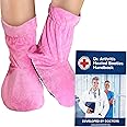 Doctor Developed Heated Booties (Not for walking in) - Foot Warmers for Women & Men - Heat Therapy Socks w/Microwavable Heating & Doctor Written Handbook (Pink)