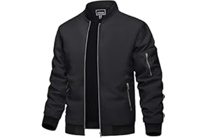 TACVASEN Herren Bomberjacke Leichte Übergangsjacke Fliegerjacke Frühling Sommer Blouson mit Reißverschlusstaschen