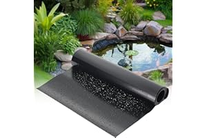 MIKIICOCO Pond Liner, 3 x 3m Waterproof Flexible Fish Pond Liner, Garden Preformed Membrane Lining for Fish Ponds Landscaping