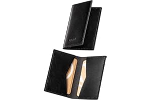 VULKIT Tarjetero Hombre para 20 Tarjetas Visita Pequeño y Fino Funda Tarjeta Credito de Piel Vintage, Negro