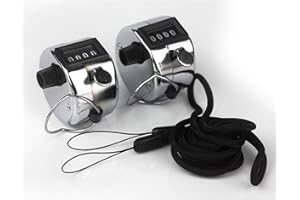 Ytian 2PCS Compteurs Manuels de 4 Chiffres, Numérateurs Mécaniques à Main avec Cerceau D’Anneau Support de Doigt pour Sport Golf Compte de Pas - Argent