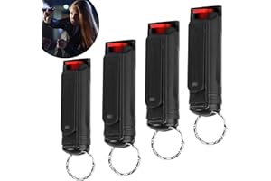 KONESKY 4 Stück Pfefferspray Schlüsselanhänger, Selbstverteidigung Schlüsselanhänger Mit Schlüsselring,Leichter Bedienen Verteidigungs Waffen Für Frauen, Pepper Spray Self Defense Keychain für Frauen Kinder